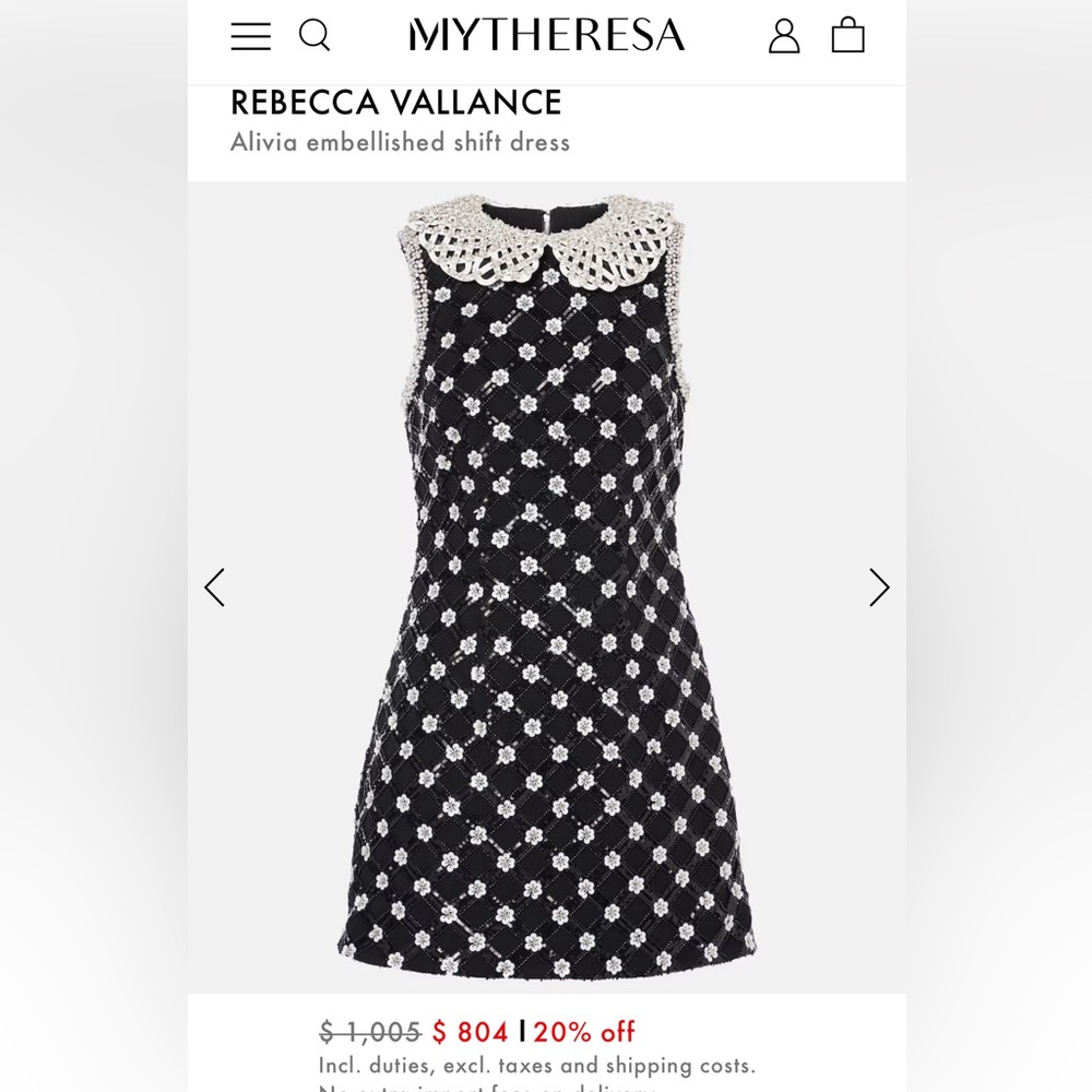 Rebecca Vallance Nicky Hilton Alivia Black Embellished Shift Dress size 2